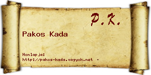 Pakos Kada névjegykártya